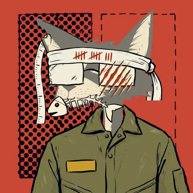 Broker #1016, a screenprinted alley cat.