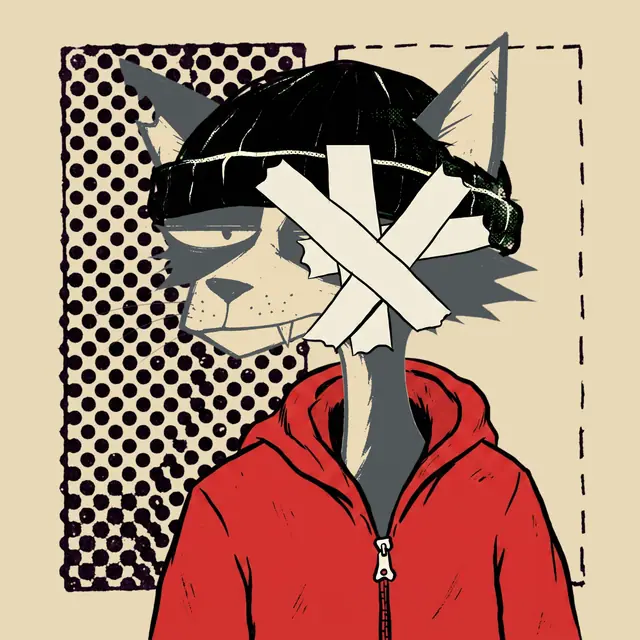 Broker #1030, a screenprinted alley cat.