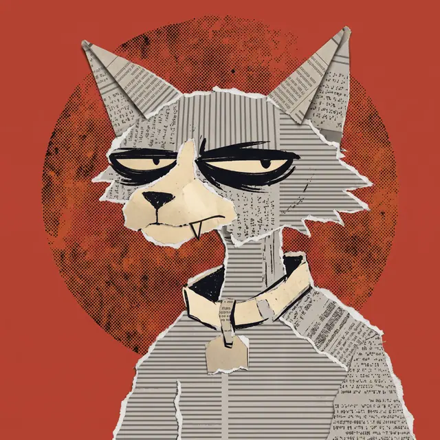 Broker #0015, a screenprinted alley cat.