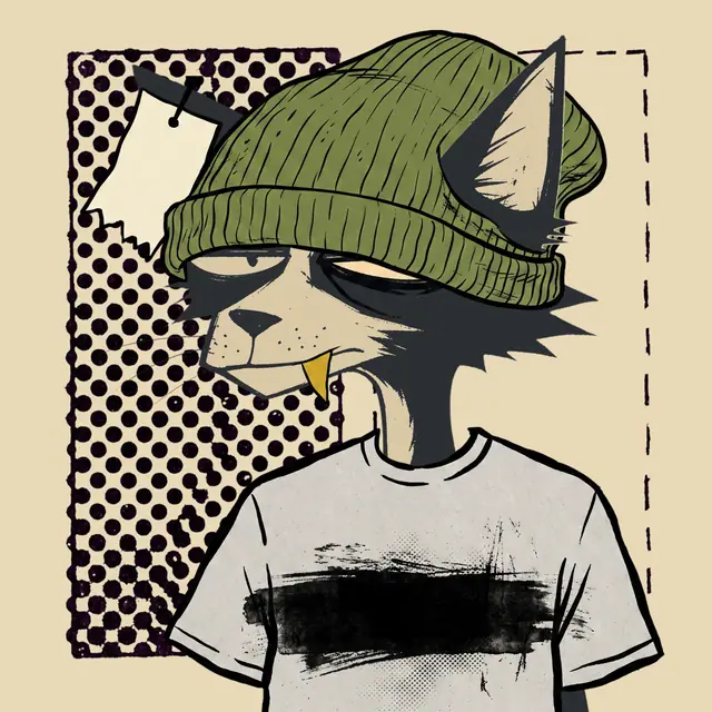 Broker #1613, a screenprinted alley cat.