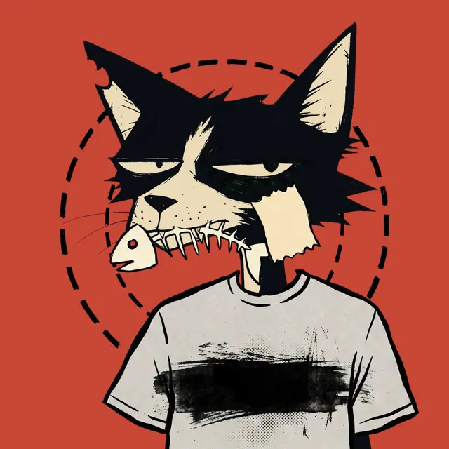 Broker #0169, a screenprinted alley cat.