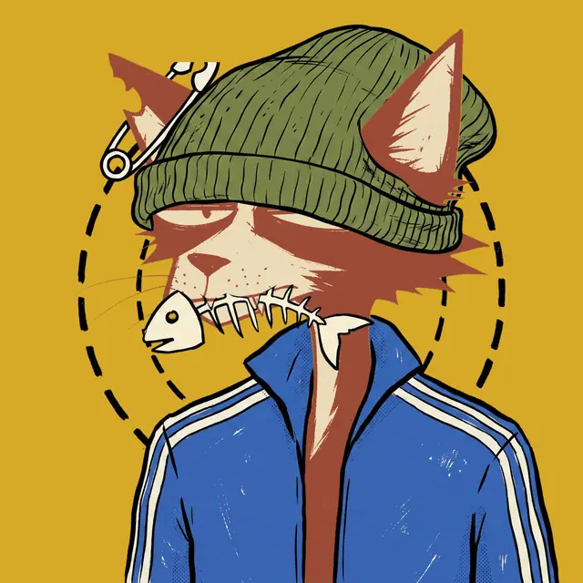 Broker #1848, a screenprinted alley cat.