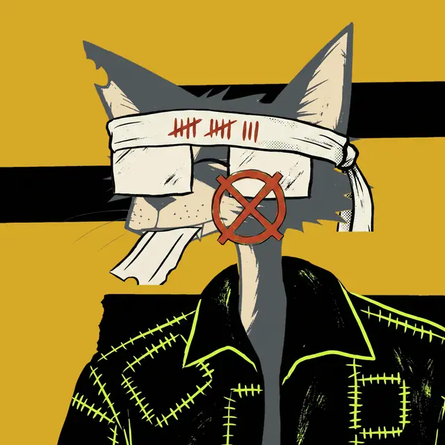 Broker #1870, a screenprinted alley cat.