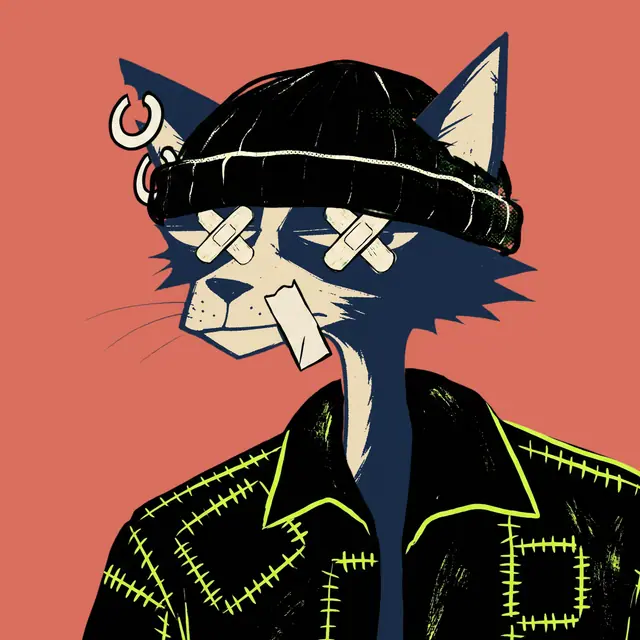 Broker #1964, a screenprinted alley cat.
