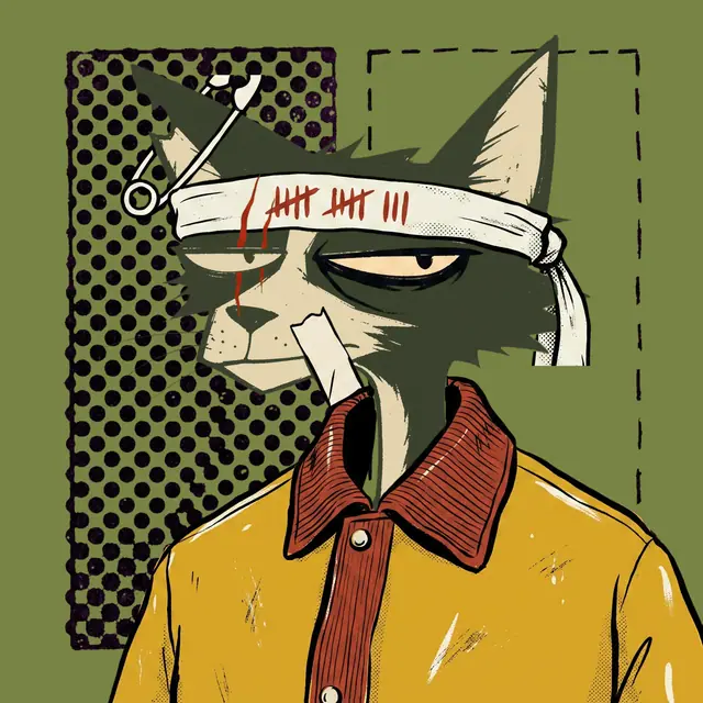 Broker #1982, a screenprinted alley cat.
