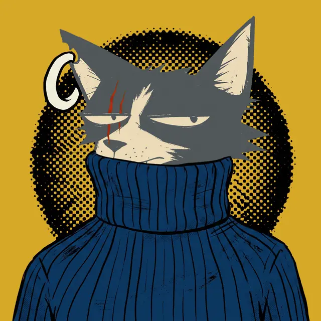 Broker #1995, a screenprinted alley cat.