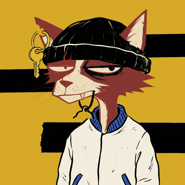 Broker #2049, a screenprinted alley cat.
