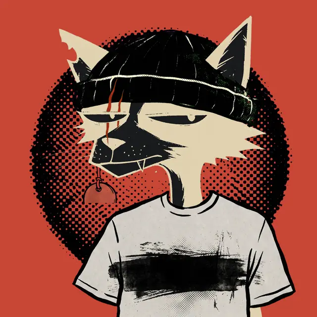 Broker #0205, a screenprinted alley cat.
