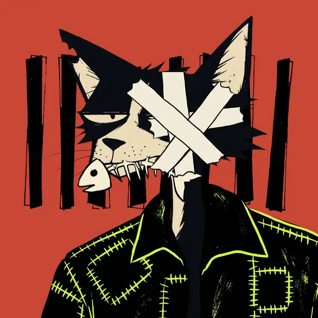 Broker #2061, a screenprinted alley cat.