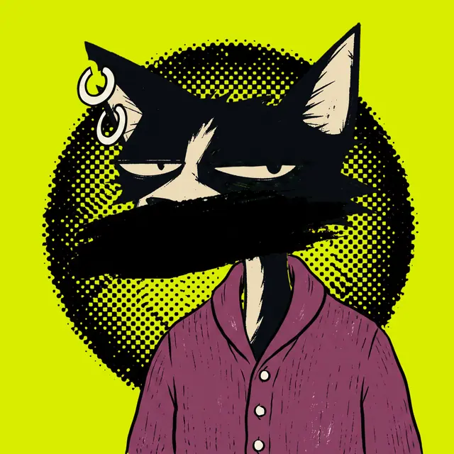 Broker #2066, a screenprinted alley cat.