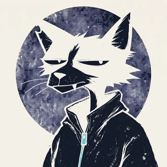 Broker #2084, a screenprinted alley cat.
