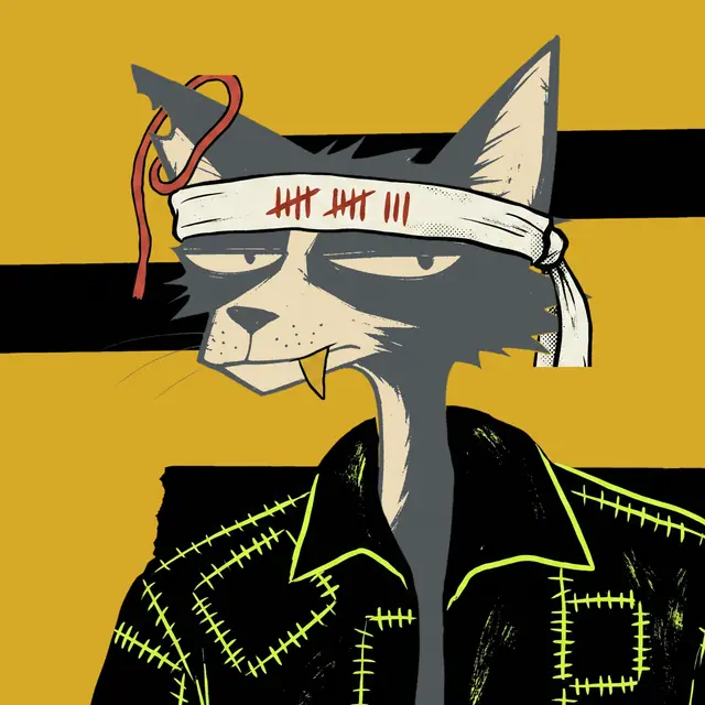 Broker #2145, a screenprinted alley cat.