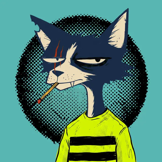 Broker #2163, a screenprinted alley cat.