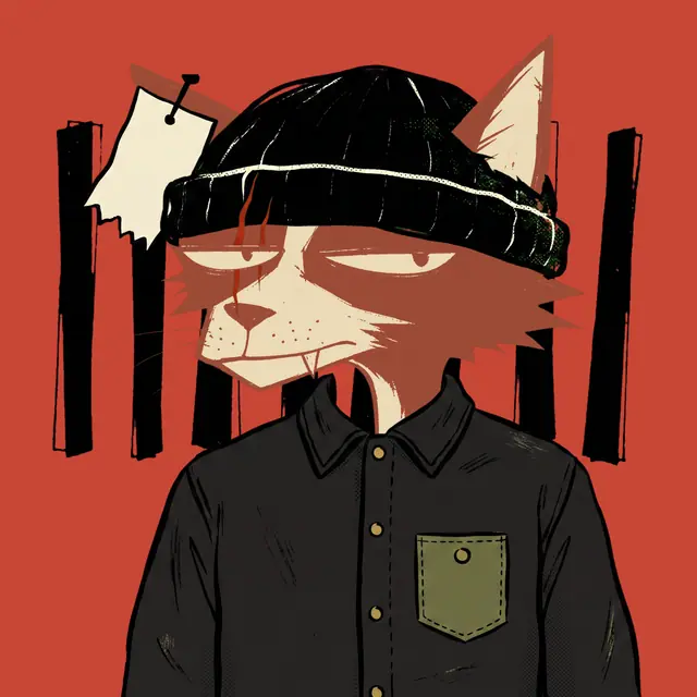 Broker #2175, a screenprinted alley cat.