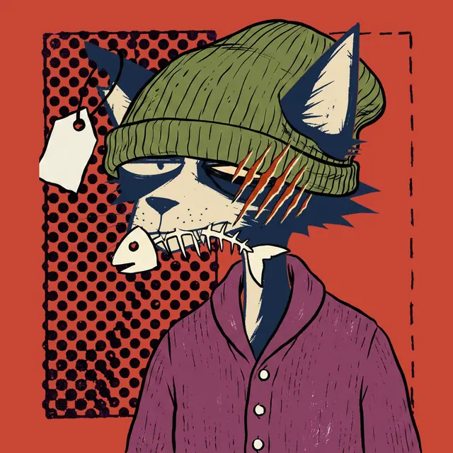 Broker #0268, a screenprinted alley cat.