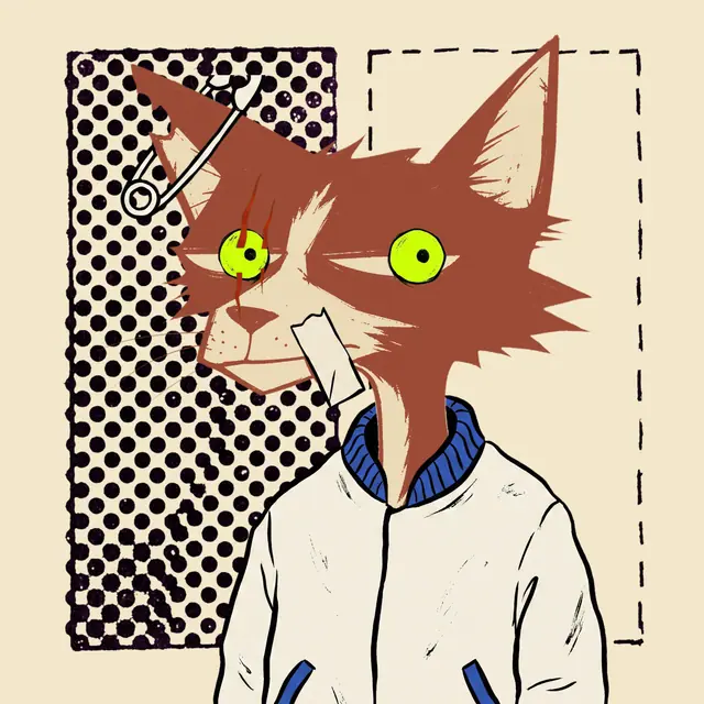 Broker #0525, a screenprinted alley cat.
