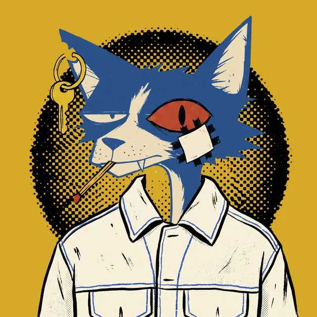 Broker #0055, a screenprinted alley cat.