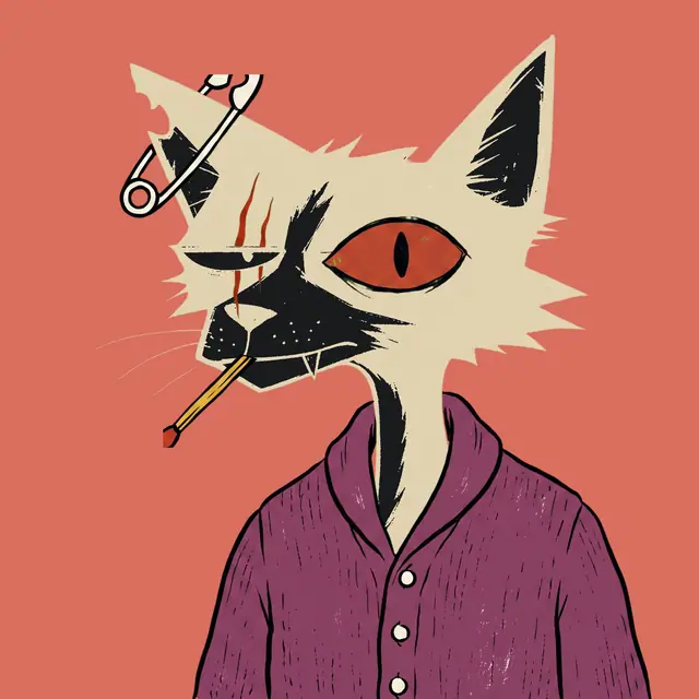Broker #0099, a screenprinted alley cat.